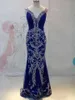 Abiti da sera della sirena 2023 Designer di lusso vestito da ballo da spalla con padronanza di sequestro con paillettes blu royal blu concorso formale GO4961621