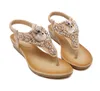 Plus Size 35 To 40 Bohemian Gem Rhinestone Sandals Women Flats Beach Shoes Soft Comfortable Handmade 2 Colors