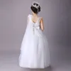 Super barato elegante menina casamento vestidos de dama de honra verão branco longo tule festa à noite princesa traje renda flor adolescente gir4494970