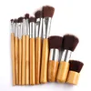 11Pcs Make-Up Pinsel Kosmetik Werkzeuge Natürliche Bambus Griff Lidschatten Kosmetik Make-Up Pinsel Set Erröten Weiche Pinsel Kit Mit Tasche9666881