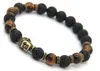 Perles de pierre de lave bouddha hommes Bracelets or argent et Bronez bouddha noir Yoga bracelet unisexe 238a