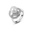 Mode 18K Rose Goud en Wit Vergulde Pearl Rhinestone Groene Ring Oostenrijkse Diamond Crystal Trouwjurk Ringen