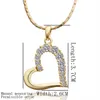 Free shipping brand new 24k 18k yellow gold heart Pendant Necklaces jewelry GN512 fashion gemstone crystal necklace christmas gift