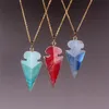 Groen blauw rood natuurlijke agaat geode jade ketting facet pijl puntige vorm 2016 hot boho vrouwen mode vintage etnische stijl bohemia nek