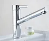 Traditional Pull-out/Pull-down Deck Mounted Pullout Spray with Ceramic Valve Single Handle One Hole for Chrome , double outle Kitchen faucet