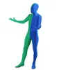 Tuta intera in lycra spandex verde e blu divisa Zentai