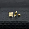 Men Fashion Square Stud Earrings CZ Bling Micro Pave Cubic Zirconia Gold Silver Earring Punk Hiphop Jewelry2340050