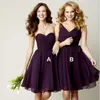 New Grape Dark Purple Fashion Chiffon Ball Gown Sweetheart Pleated Short Bridesmaid Dress Fast Shipping Party Dress For Wedding