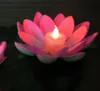 Artificial LED flutuante Lotus Flower Lâmpada Vela com luzes coloridas alterados para suprimentos festa de casamento Decorações MYY