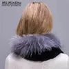 Winter Women Scarf Oryginalne Fox Scarf Fox Fur Neck Warmerknit Rex Rabbit Fur z Silver Fox Fur Scarf Neck Ring Ms.minshu