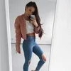 Damesjassen Groothandel - Roze Faux Suede Jacket 2022 Lente Vrouwen Korte Motorfiets Biker Lady Mode Bomber Slanke Jas Bovenkleding Tassel 20