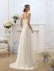 Cheap Empire Waist Wedding Dress Sheer Jewel Neckline Sleeveless Lace Top Beach Garden Country Style Chiffon Bridal Gowns Beaded Belt