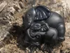 Entrega gratuita de pingente de obsidiana natural por mão escultura. Elefante duplo (auspicioso). Boa sorte pingente de colar.