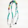 SN0183 Ny design 108 Mala Pärlor Mode Yoga Armband Aquamarine Chakra Lotus Charm Halsband Gratis frakt