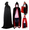 Halloween Coplay Devil cloak Party cosplay women cape Death Cloak Adult kids ghost costumes double layer black red Vampire Cowl with cap