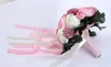 Billiga artificiella bröllopsbuketter i lager 2016 med bling pärlor rosa och vit brudtärna bukett ros vacker brud vintage hand blomma