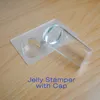 1 set Clear Jelly Nail Art templates Silicone Stamper Scraper with Cap Transparent 2.8cm Stamp Stamping Tool