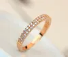 Elegant!!! 18K Rose Gold Plated Austrian Rhinestones Micro Setting Double Row Design Lady Finger Ring