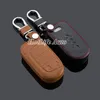 Genuine Leather Car Keychain Key Case Cover for Jeep 2011- 2014 2015 Grand Cherokee 2/3/4 Buttons Smart Car Key Chain Rings