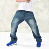 Groothandel-heren hiphop baggy jeans mode losse fit harem denim broek verdrietige skateboard denim broek B1167