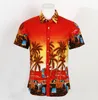 Wholesale-Summer Hawaii Beach Man Shirts Short Sleeve Coconut Tree Print Quick Dry Casual Shirts Surfing Water Sports Fashion Men Shirts