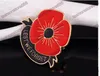 "För att vi inte glömmer" Emalj Red Poppy Brosch Pin Badge Golden Flower Brosches Pins Remembrance Day Gift for Women