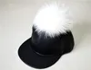 Кожаный бейсболка POM POM Real Fur Hats Harajuku стиль регулируемый модные шапки моды для женщины и человека Бесплатная доставка