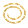 Cadena Figaro gruesa y pesada Cadena de collar para hombre llena de oro amarillo de 24 k 12 mm