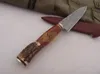 Hand made Classic DAMASCUS Fixd DAMASCUS Blade Knife Copper+antlers handle High quality with leather sheath