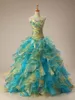 Bollklänning Sweetheart Ruffled Organza Quinceanera Klänning Lace Up 2016 Elegant Beaded Prom-kappor Golvlängd