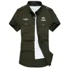 도매 - 새로운 여름 남성 셔츠 고품질 면화 짧은 소매 셔츠 육군 드레스 셔츠 남성 셔츠 캐주얼 남성 의류 M-6XL