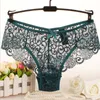 Partihandel-Kvinnors Sexiga Full Lace Panties med stor Storlek, S-XL 5Colors High-Crotch Transparent Floral Bow Soft Briefs Underkläder Culotte Femme