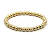 Whole 10pcs lot 6mm 24K Real Gold Rose Gold Platinum Plated Round Copper Beads Men Woman Birthday Gifts Stretch Bracelet244Z