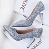 2017 Mulheres sapatos de Salto Alto Sapatos de Casamento de Baile Sexy Saltos Altos de Prata Glitter Sapatos De Noiva Thin stiletto Bombas Do Partido Do Salto