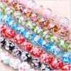 Wholesale Lampwork Glass Beads for Making Charm Bracelets Necklace Decoration Petals Flower Designs 12mm 14mm Round Bead Jewelry Supplies