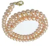 10st / mycket rosa runda sötvatten pärla mode halsband hummer clasp 16inch för diy hantverk smycken gåva p9