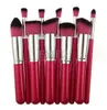 10 pcs Escovas de maquiagem Profissional Brush Kit de Escova de Nylon Habitação De Madeira De Madeira Eyeshadow Foundation Ferramentas