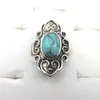 Brand New Vintage Turquoise Stone Rings Mixed Design Adjustable Antique Tibetan Silver Rings Free Shipping 50pcs Wholesale