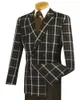 Fashion Men's brown window glass double-breasted 6 button classic men's office suit 2 (jacket + pants) custom made