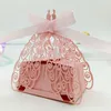 100st Laser Cut Hollow Peacock Candy Box Chokladlådor med band för bröllopsfest Baby Shower Favor Gift