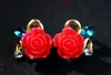 Stud Beauty Earrings Sweet Rose Studörhängen med söta harts Love Flowers Ear Rings örhängen smycken Kvinnor Girls Wedding R230619
