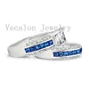 Vecalon Brand Design Tanzanite Cz Diamond Wedding Band anello set per le donne 10KT oro bianco riempito femminile anello di fidanzamento