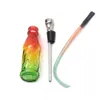 Retail/Whole Glass Leaf Water Pipe Colorful/White Frosted Smoking Pipe With Metal Screen Tobacco Pipe mouth tips Cleaner holder