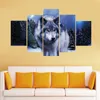 5 PCSSet Lonely Wolf Picture Canvas Print målning Väggkonst för väggdekor Hemdekoration Konstverk DH0119040299