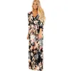 DHL LIVRE Mulheres Floral Imprimir Longo Vestido Mulheres Com Decote Em V Floral Imprimir Maxi Boho Vestidos Sexy Praia Longos Vestidos 5 cores