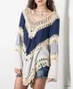 2016 Sommar New Böhmen Womens V-Neck Capes och Ponchoes Backless Hollow Sexig Bikini Pullover Gratis frakt