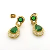 Emerald Finework 18k Yellow Gold Filled Womens Pierce Dangle Oorbellen