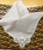 HomeTextiles New American style 12PCS/lot white Soft100%cotton Ladies Wedding Handkerchief 11.5x11.5 Embroidery crochet Lace edges For Bride