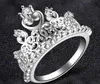 Vacker Princess Smycken Plating 925 Sterling Silver Crown Crystal Diamond Ring Zircon Lyxig Bröllop Ring Storlek US7 / 8