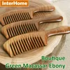Överklass Ebenholts hårkammar Precious South American Green Macassar Wood Utsökta Craft Sandalwood Fragrance Pure Handgjorda gåvor
